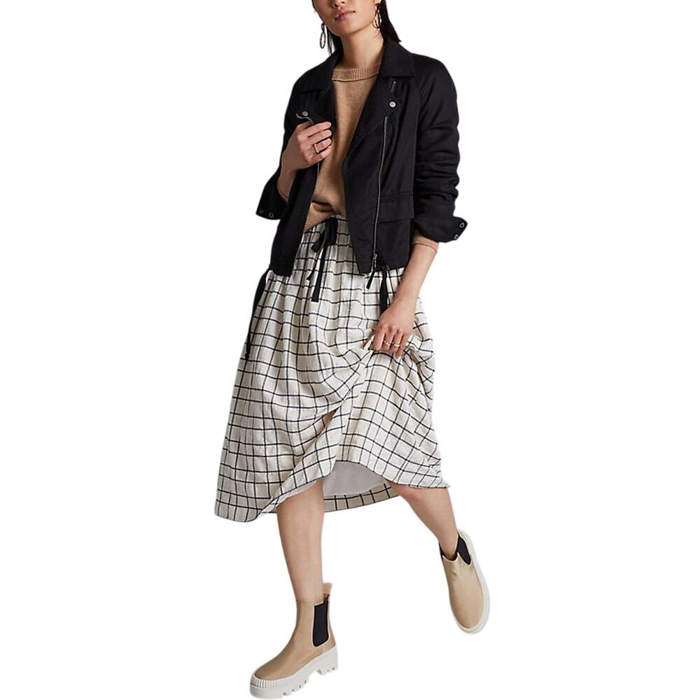 Anthropologie Brushed Twill Black Moto Jacket Size L